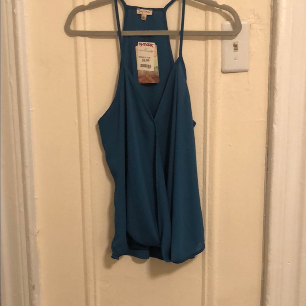 Lily white criss cross front tank top